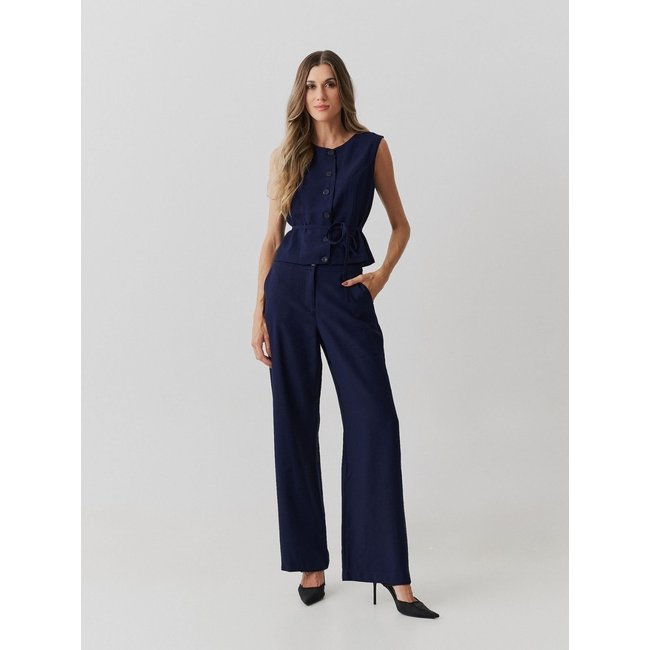 Conjunto Via Lessa Indiana Alfaiataria Viscose Azul Marinho