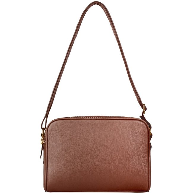 Bolsa quadrada de couro liso Daiana - Whisky