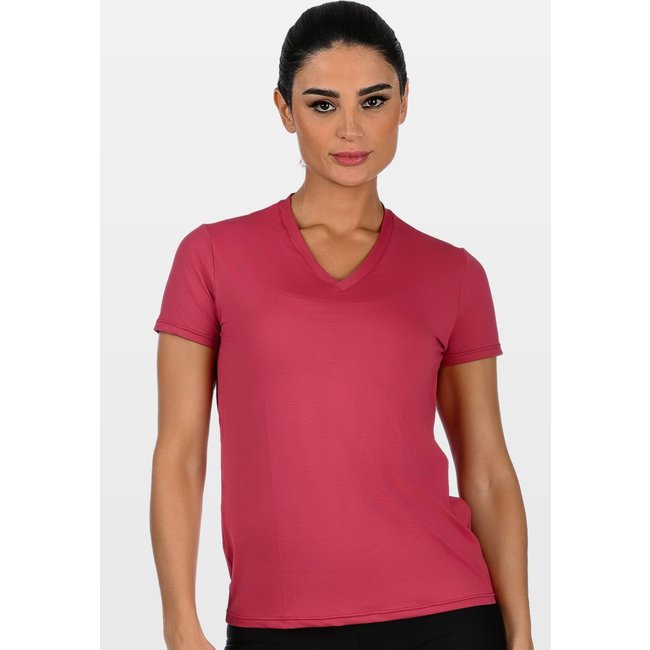 Blusa Fitness Decote V NewTrip Summer Soul Manga Curta Vermelha