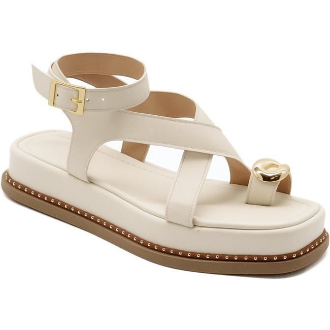 Sandália Flatform Anel de Dedo Off White Feminina 23403