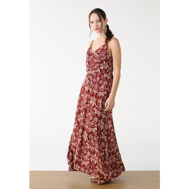 Vestido FARM Longo Haras Vinho