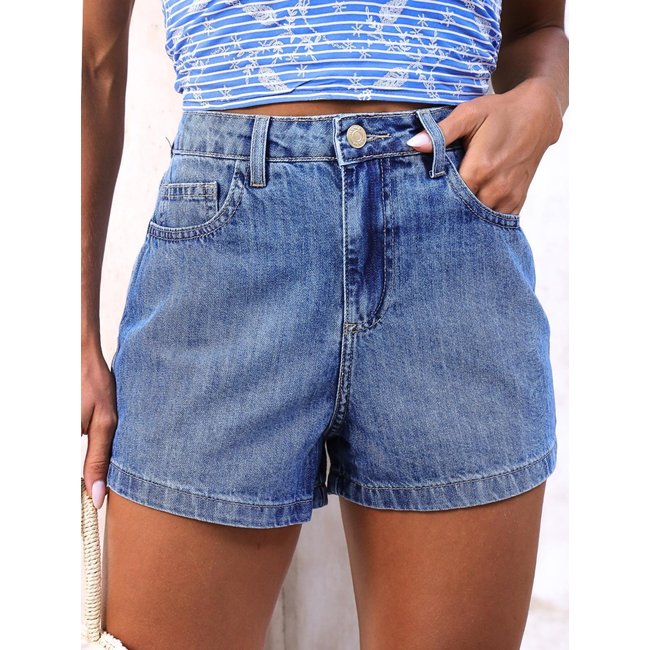 Shorts Mom Jeans Feminino Azul Claro