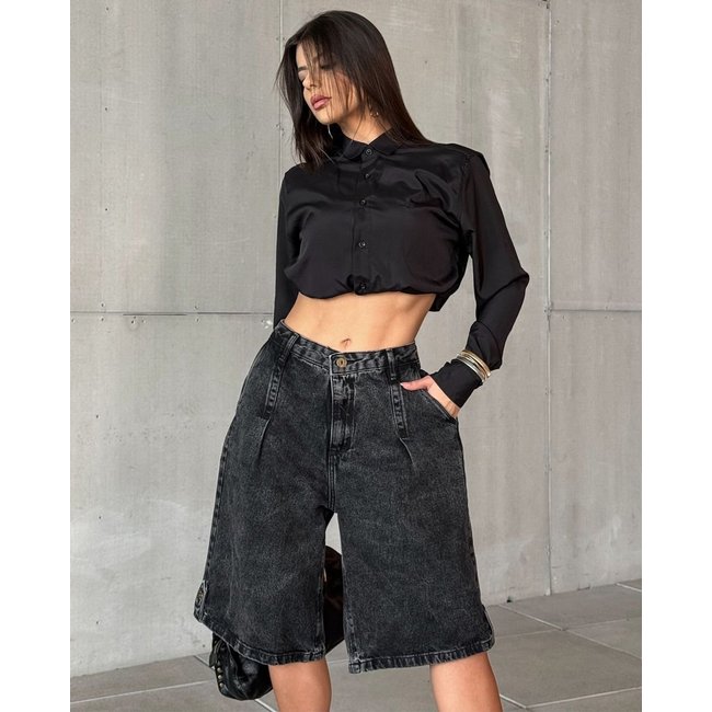 Jorts Jeans Feminino com Lapela 25148 Vintage Consciência