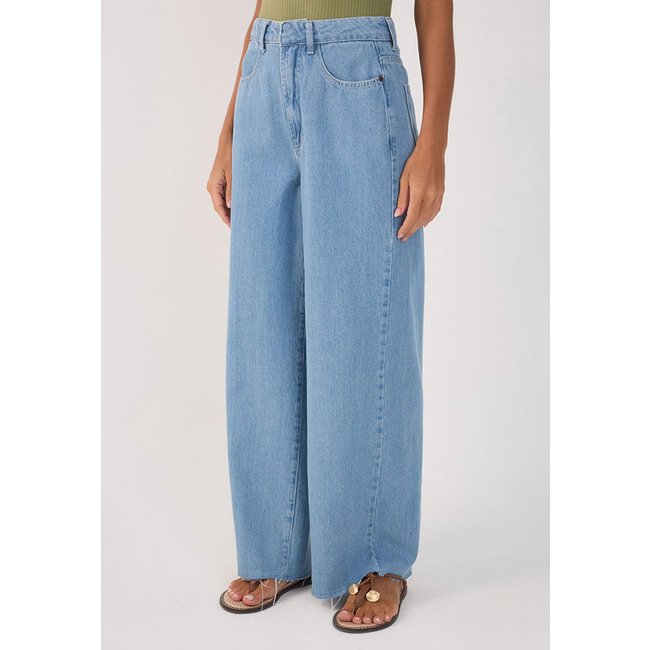 Calça Jeans Dress To Wide Leg Barra Destroyed Azul