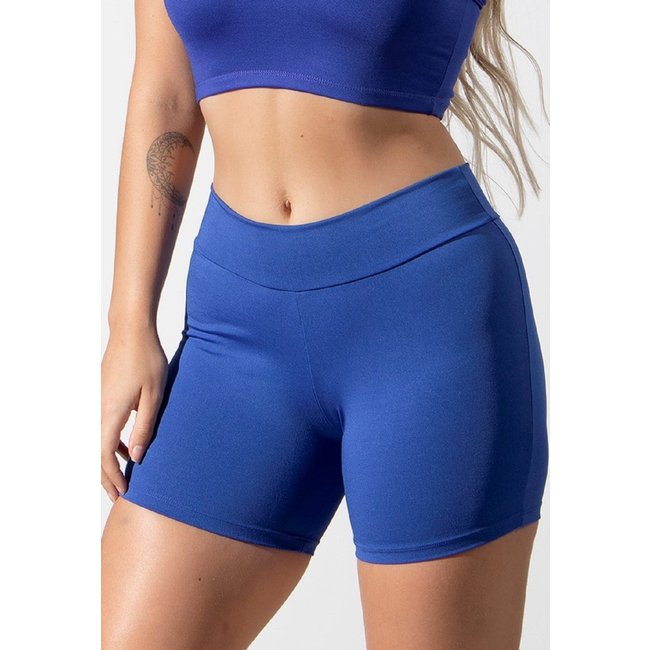 Short Curto 4 Estações Feminino Suplex Liso Fitness Academia Treino Azul Royal