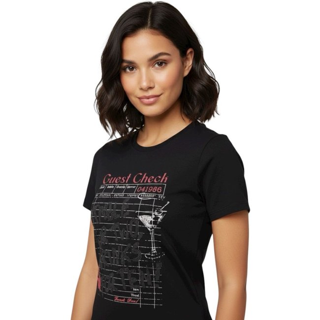 Camiseta Feminina Baby Look Estampada Colcci CLC Preto