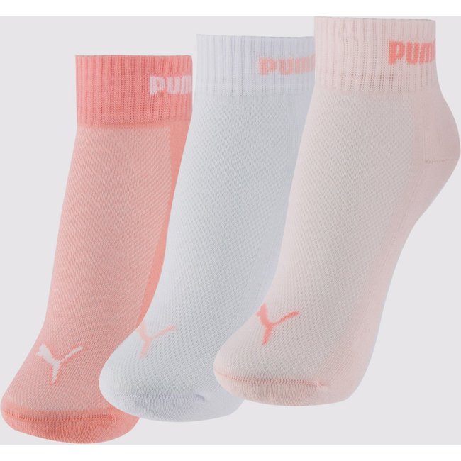 Kit Meia Puma Cano Baixo 3 Pares Feminina Rosa e B