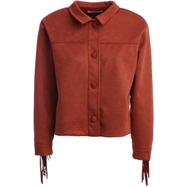 Jaqueta Suede com Franjas Autentique Feminina TELHA