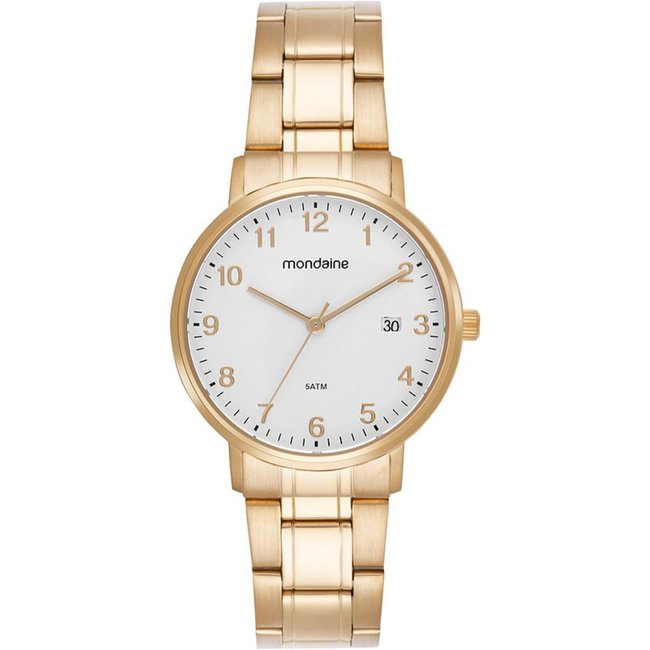 Relógio Feminino Mondaine Dourado Calendário Vintage Mondaine