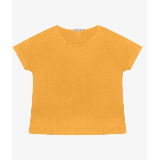 Blusa Manga Curta Feminina Plus Size Secret Glam Amarelo