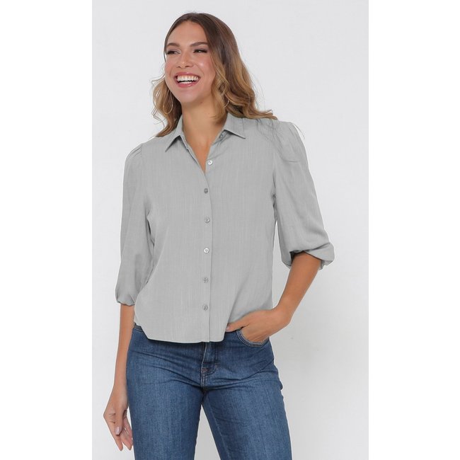 Camisa Intens Manga 3/4 Viscolinho Cinza
