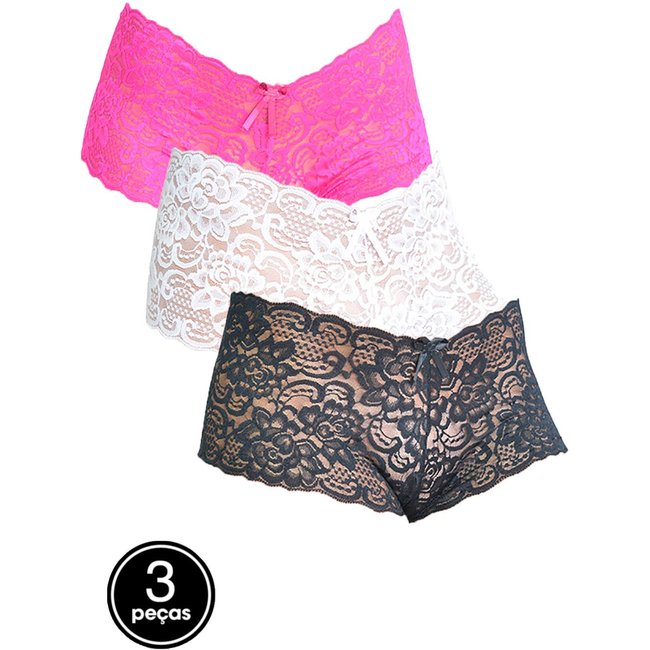 Kit 3 Calcinhas Bella Fiore Modas Caleçon