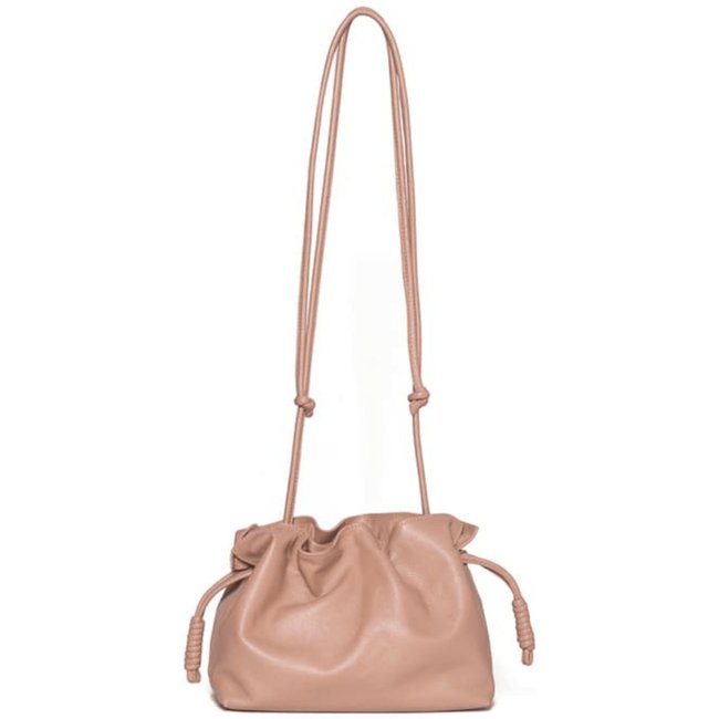 Bolsa MY.NA Saco Lorena Couro Legítimo Bege Camomila