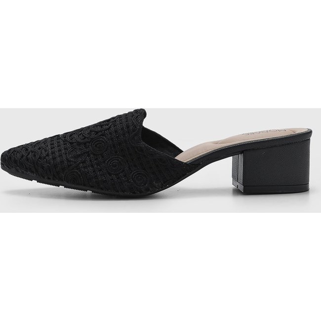 Scarpin Mule Feminino Modare Salto Bloco Texturizado Preto