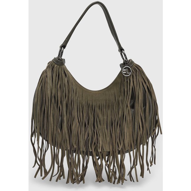 Bolsa Média Feminina Jorge Bischoff Franjas Verde Oliva