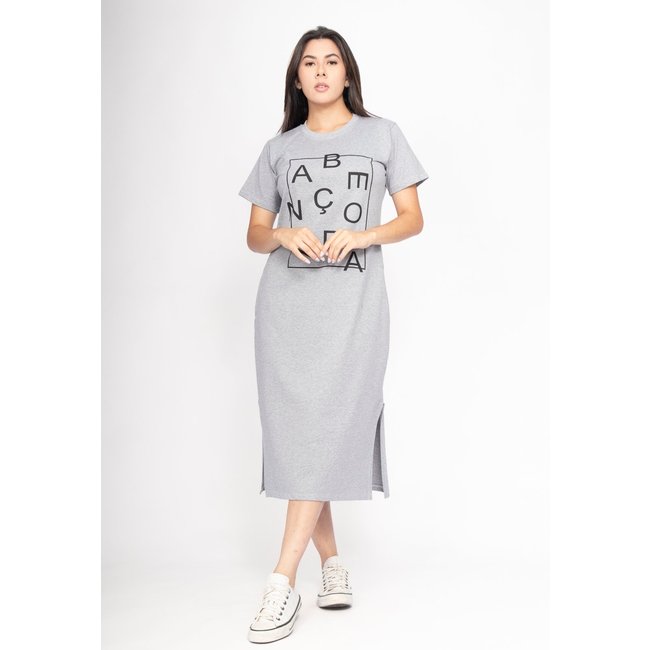 Vestido CabanaFree Midi Algodão Manga Curta Moda Evangélica Mescla