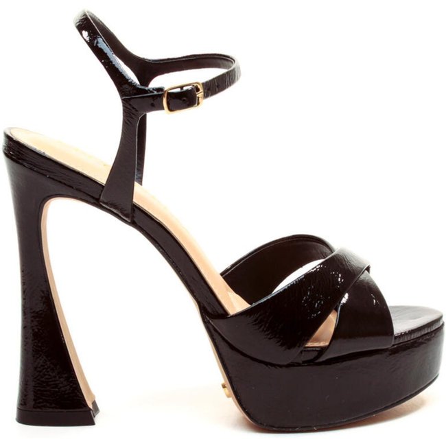 Sandália Couro Preto Plataforma Cecconello 2700001-2