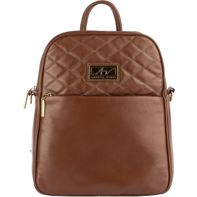 Mochila de couro liso Lune - Whisky