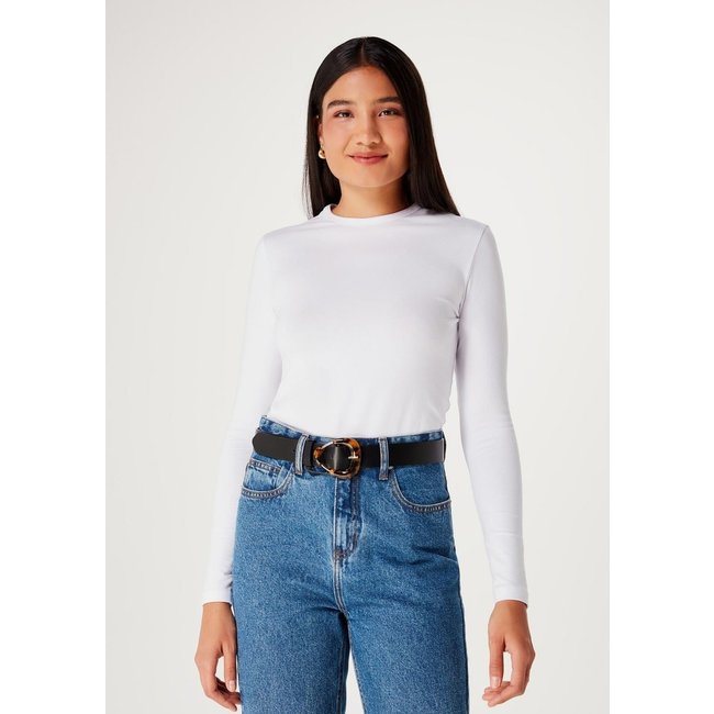 Blusa Básica Feminina Manga Longa Com Elastano