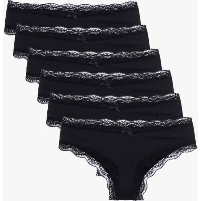 Kit 6 Calcinhas Boyshort Microfibra Pop Colors Preto Loungerie
