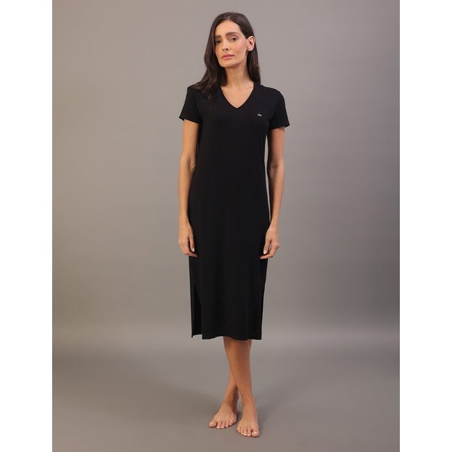 Camisola Feminina Midi Visco Canelada Calvin Klein Feminina Underwear - Preto Calvin Klein Jeans