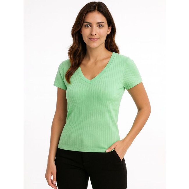 Blusa Manga Curta Canelada Autentique Feminina Verde