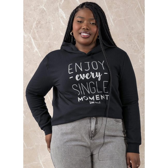 Casaco Com Capuz Plus Size Preto Marguerite