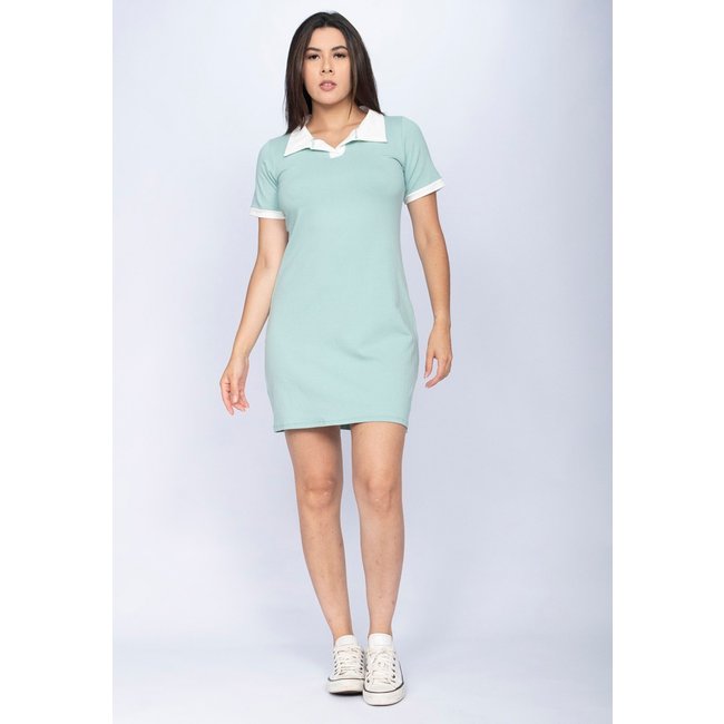 Vestido Cabanafree Curto Com Manga Polo Verde