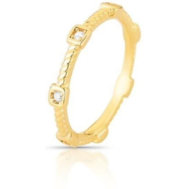 Infantil - Anel Delicado com Detalhes Quadrados Cravejados Zircônia Banhado a Ouro 18K Semijoia Ania Store