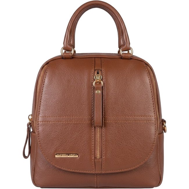 Bolsa Andrea Vinci mochila de couro liso 3 em 1 Marina - Whisky