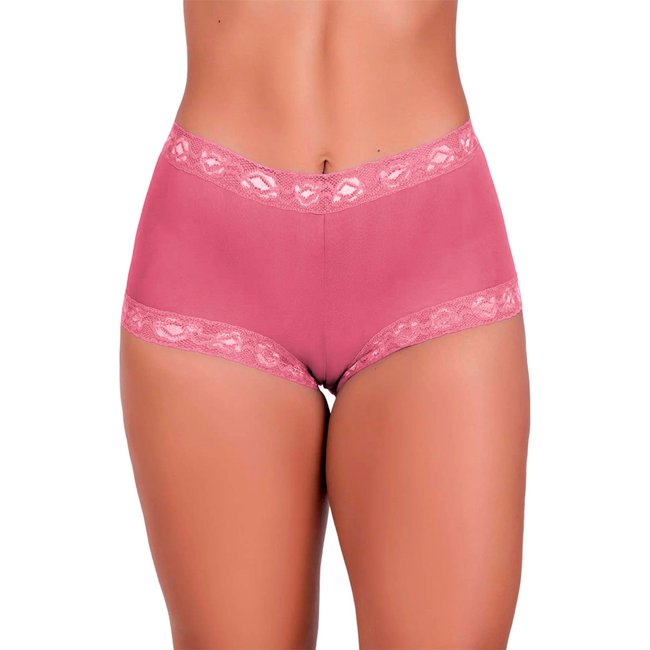 Tanga Gabi Lingerie Shortinho Cintura Alta Detalhes em Renda Sensual Magenta