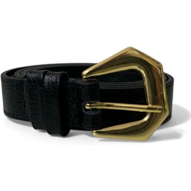 Cinto Feminino em Couro Fivela Dourado 026 Preto