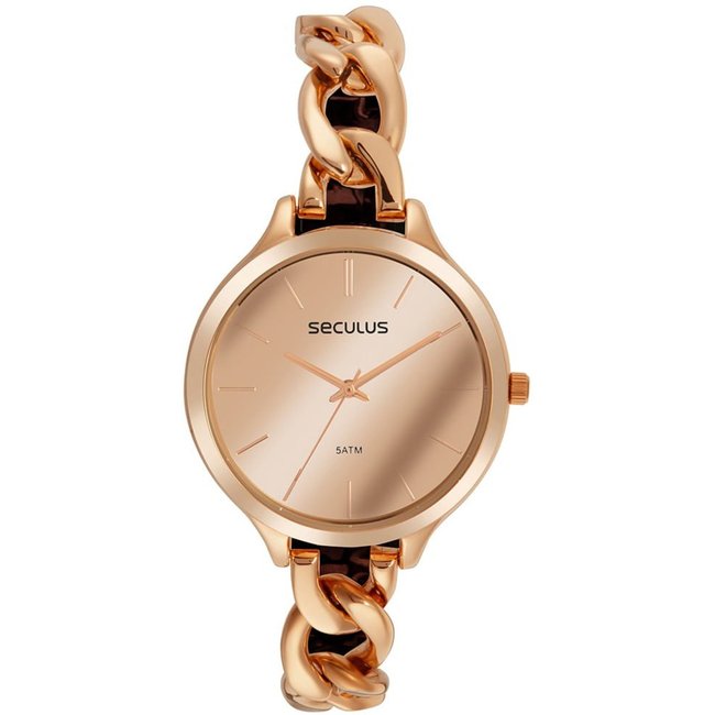 Relógio Seculus Feminino Minimalista Corrente Rosê Seculus