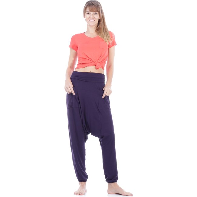 Calça Saruel Malha Amazonia Vital com Bolso Frente Yoga Fitness Azul