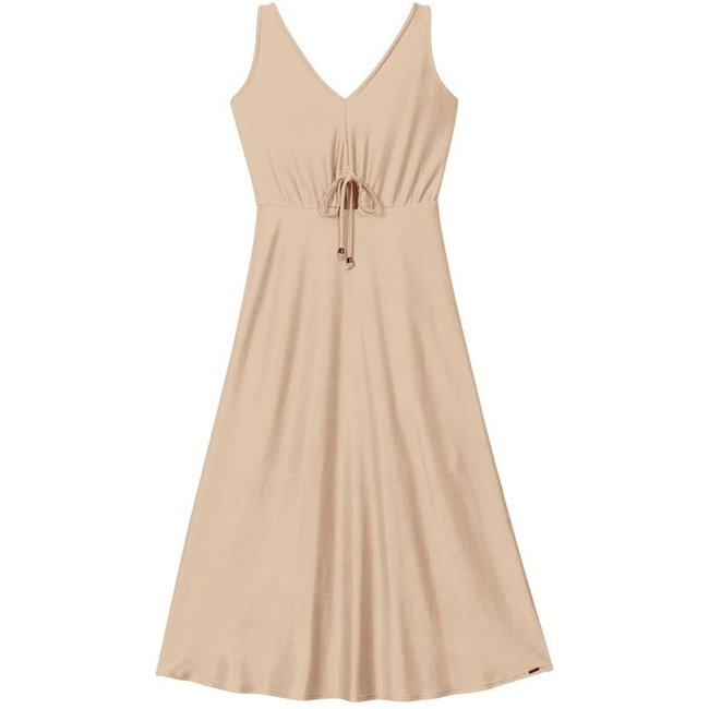 Vestido Feminino Cintura Ajustável Marialícia Bege