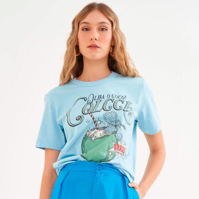 Camiseta Colcci Look Pr26 Azul Locci Feminino