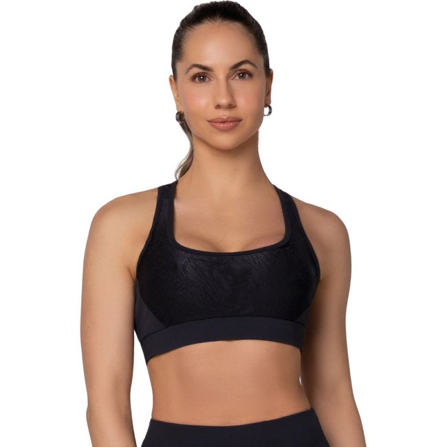 Top Fitness Poliamida Bojo Removível Recorte Animal Print Selene