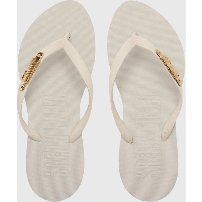 Chinelo Feminino Santa Lolla Detalhe Metalizado Off-White