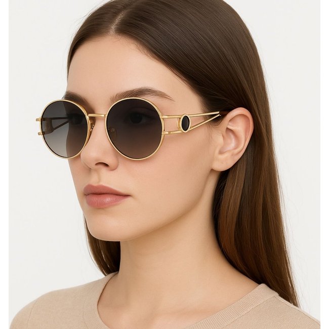 Óculos de Sol Dourado Vintage Lente Fumê Premium