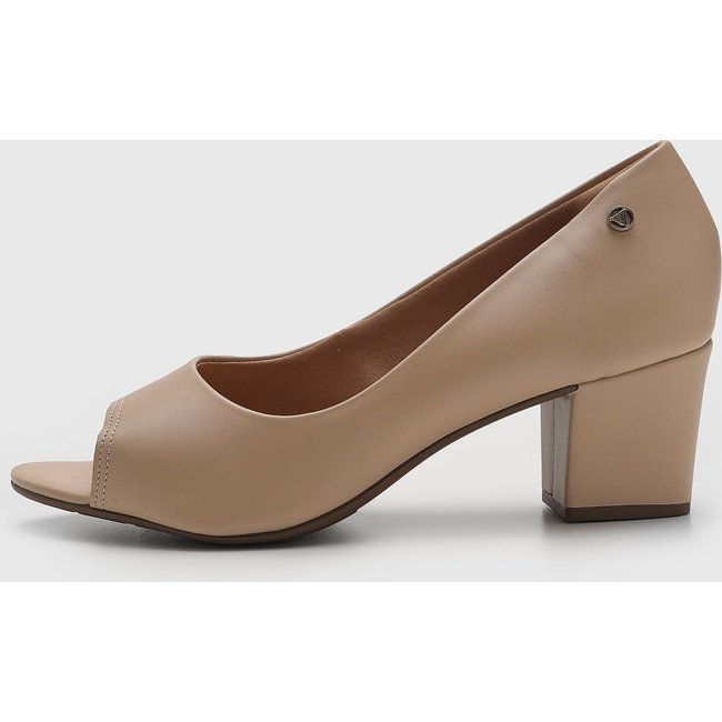 Scarpin Feminino VIA UNO Salto Bloco Nude