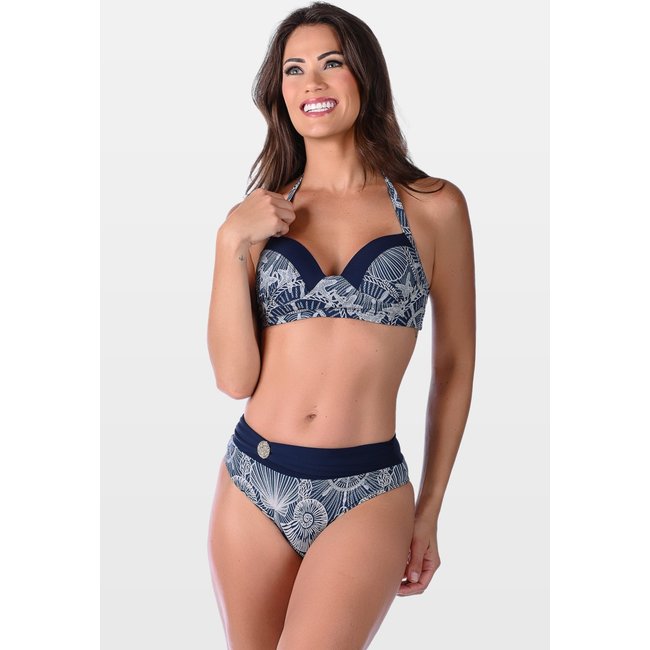 Biquíni Summer Soul Com Bojo Sem Fecho Cintura Baixa Estampado Marinho