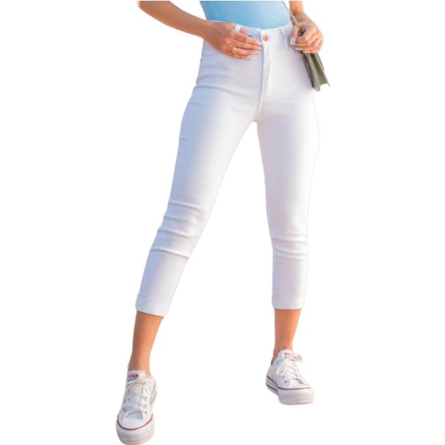 Calça Feminina Capri Branca Allepo Jeans Soraia