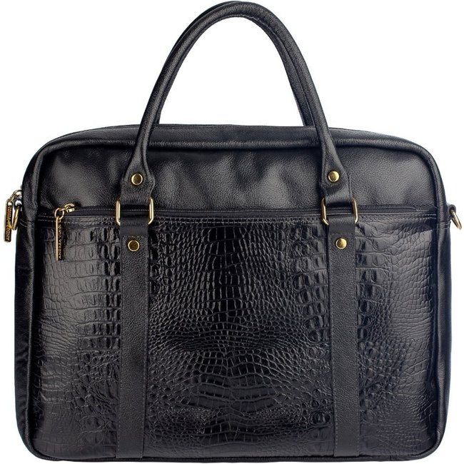 Pasta executiva grande de couro croco Scarlet - Preto