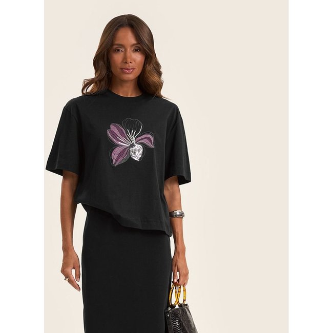T- Shirt Box Feminina em Meia Malha Rovitex Preto