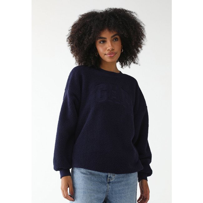 Blusa de Moletom Fechada GAP Reta Logo Teddy Azul-Marinho