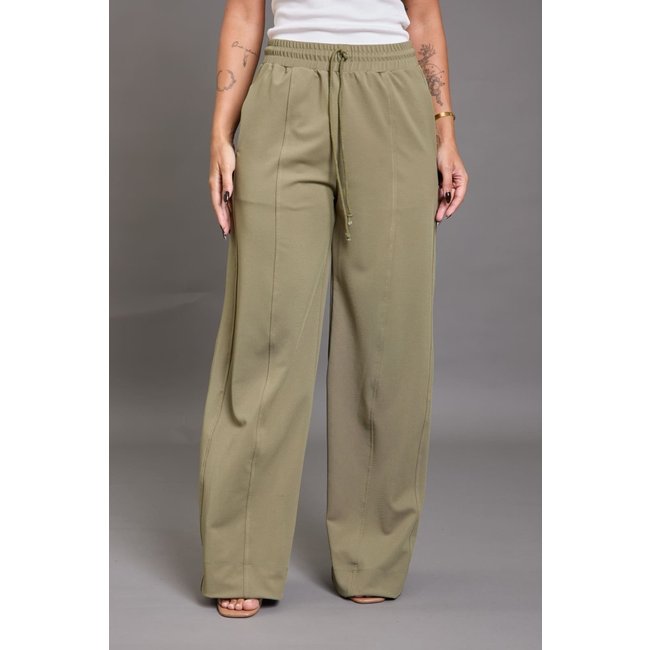 Calça Malha Poliéster Feminina Pantalona Lemier Collection Verde