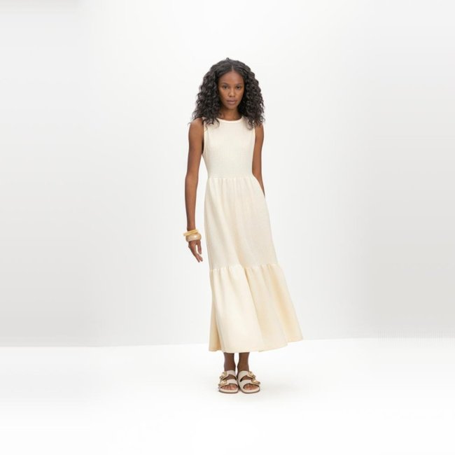 Vestido feminino em ribana Essendi Off-white