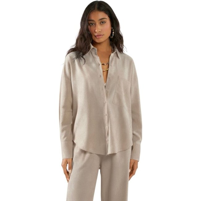Camisa Oversized com Bolso Colcci CLC Bege Paper