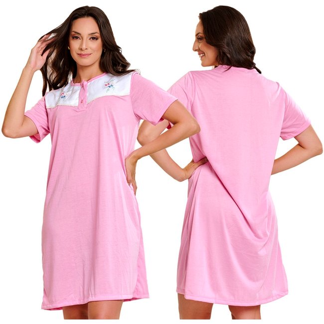 Camisola Gabi Lingerie Malha Super Confortável Com Detalhes De Botões Moda Feminina Linha Noite Salmão