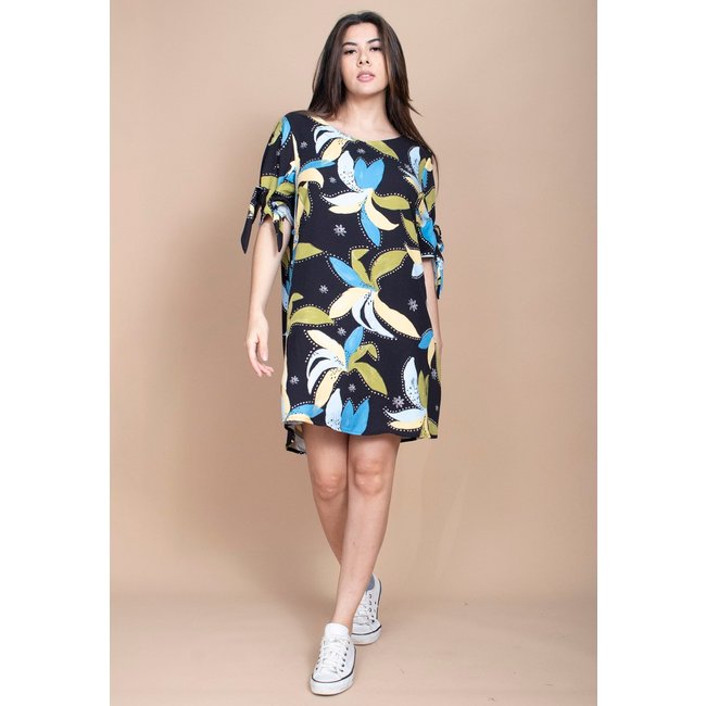 Vestido Curto Cabanafree Plano Estampa Jardim Noturno